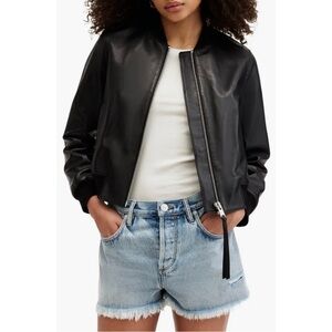 All Saints Orten Leather Bomber Jacket - Black